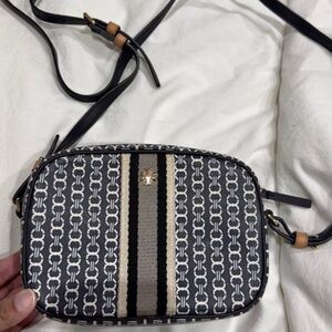 Tory Burch Black and White Patterned Crossbody Bag